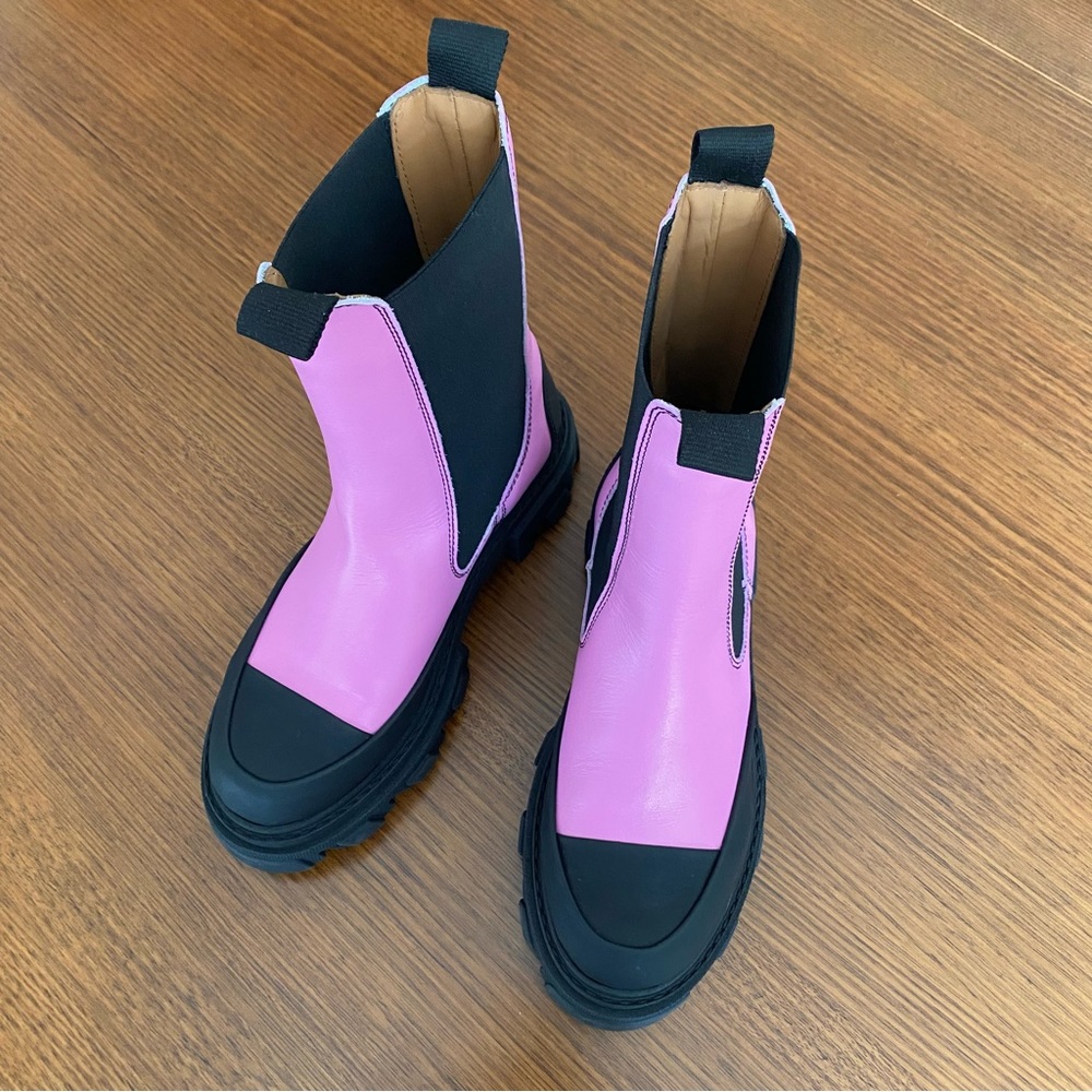 GANNI leather lug sole chelsea boots pink - Picture 4 of 16